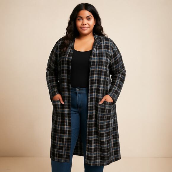 Torrid Cardigan Women's Size 3x Open Front Tartan Plaid Rayon Academia - Picture 1 of 6